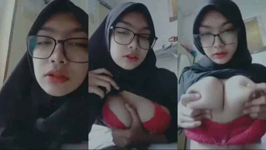 Anak Indonesia NADIRA Tobrut Hijab Hitam BH Merah